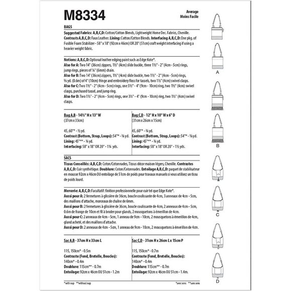 McCalls Sewing Pattern 8334 Crossbody Bags Tiny Seamstress Designs - Picture 2 of 8